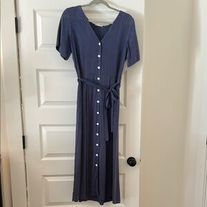 VETTA Blue Button-Down House Dress